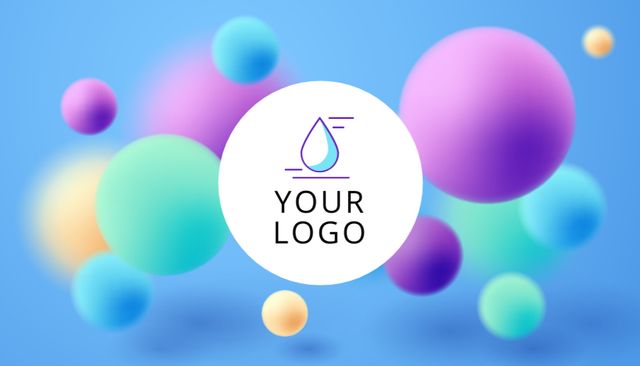 Image of Company Emblem with Bright Circles Business Card US Design Template