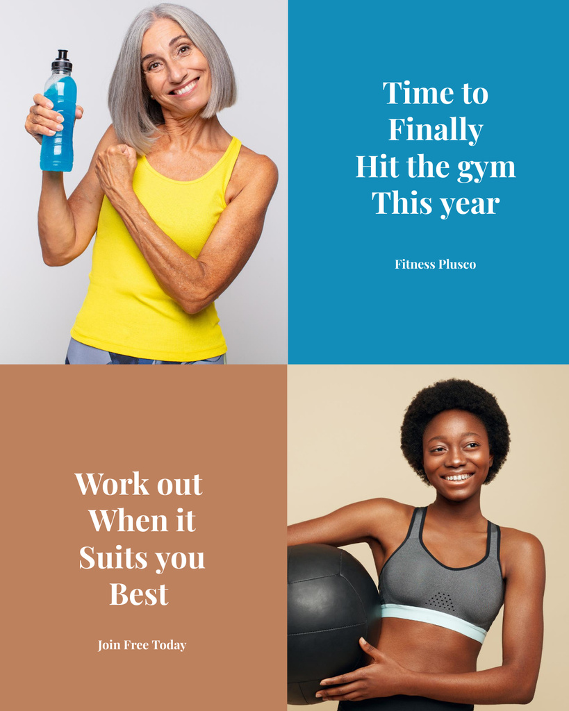 Invigorating Gym Promotion with Athlete Women And Equipment Poster 16x20in – шаблон для дизайна