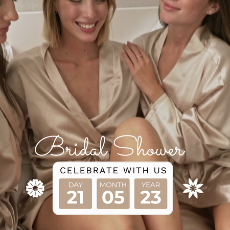 Bridal Shower Announcement In Beige Animated Post Design Template
