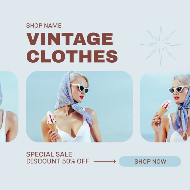 Retro Style Clothes Sale Offer Instagram ADデザインテンプレート