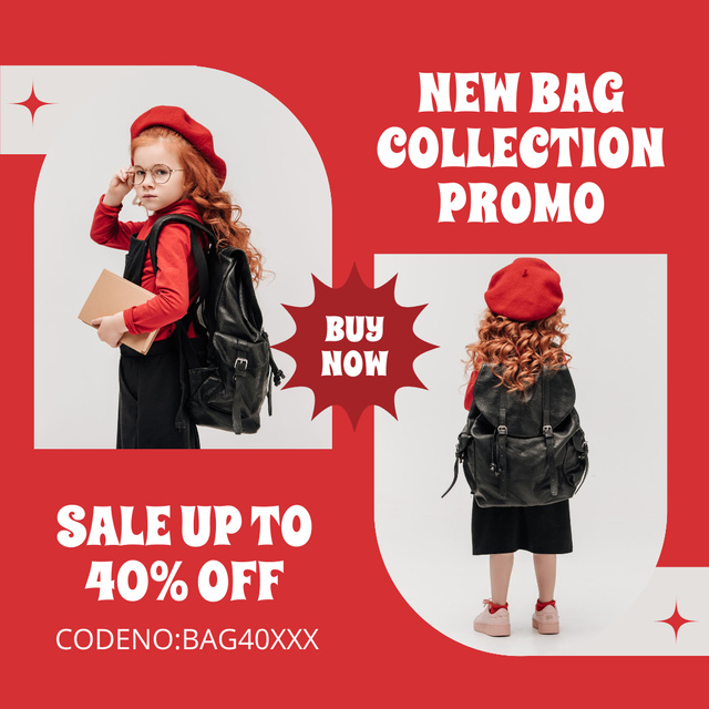 Promo of New Bag Collection with Cute Little Girl Instagram Πρότυπο σχεδίασης