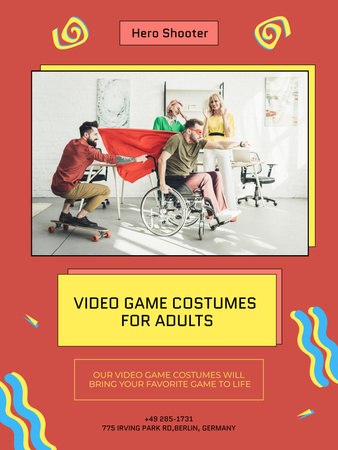 Video Game Costumes of Super Heroes Poster US Design Template