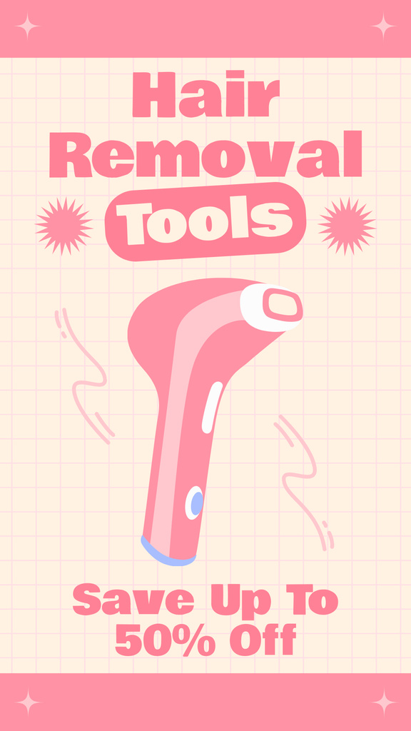 Discount on Hair Removal Tools on Pink Instagram Story Πρότυπο σχεδίασης