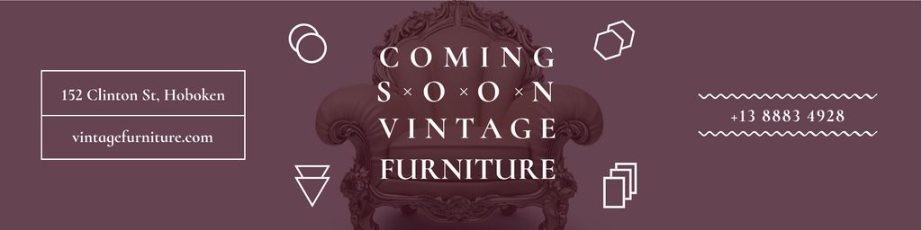 Vintage furniture shop Opening Announcement Twitter Modelo de Design