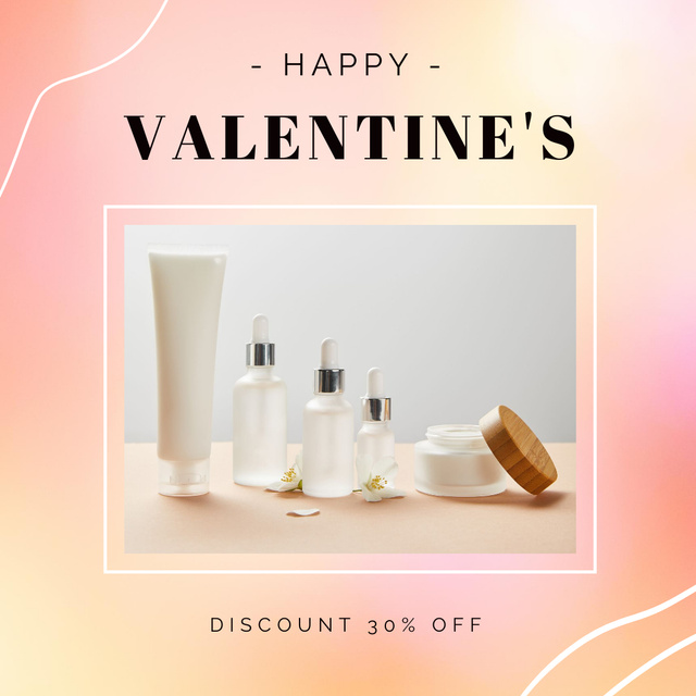 Valentine's Day Skincare Discount Offer on Gradient Instagram AD Design Template
