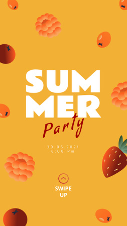 Summer Party Announcement with Raspberries and Strawberries Instagram Story Design Template