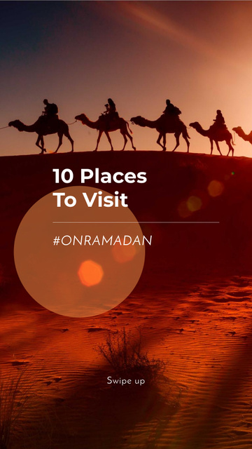 Modèle de visuel Ramadan Special Offer with Camels in Desert - Instagram Story