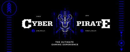 Ontwerpsjabloon van Twitch Profile Banner van Game Stream-advertentie in zwart en blauw
