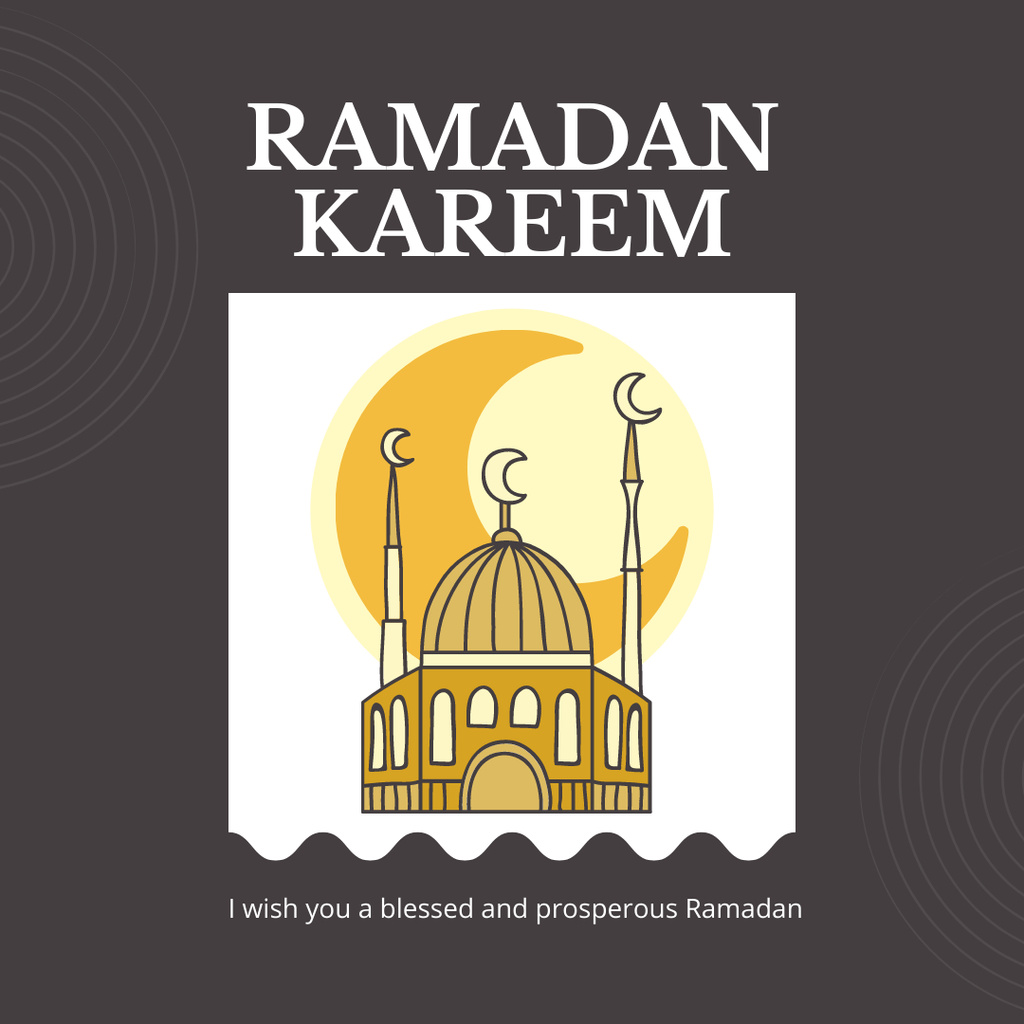Ramadan Announcement with Mosque Instagram Tasarım Şablonu
