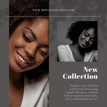 Ontwerpsjabloon van Instagram van Fashion Collection Offer with African American Woman