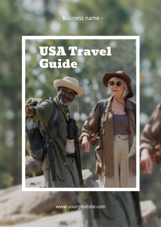 USA Travel Guide With Forest View Postcard A6 Vertical Design Template