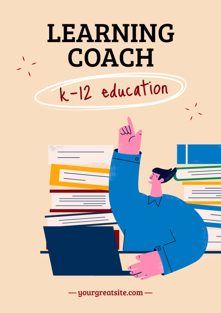 Plantilla de diseño de Learning Coach Offer on Beige Poster A3 