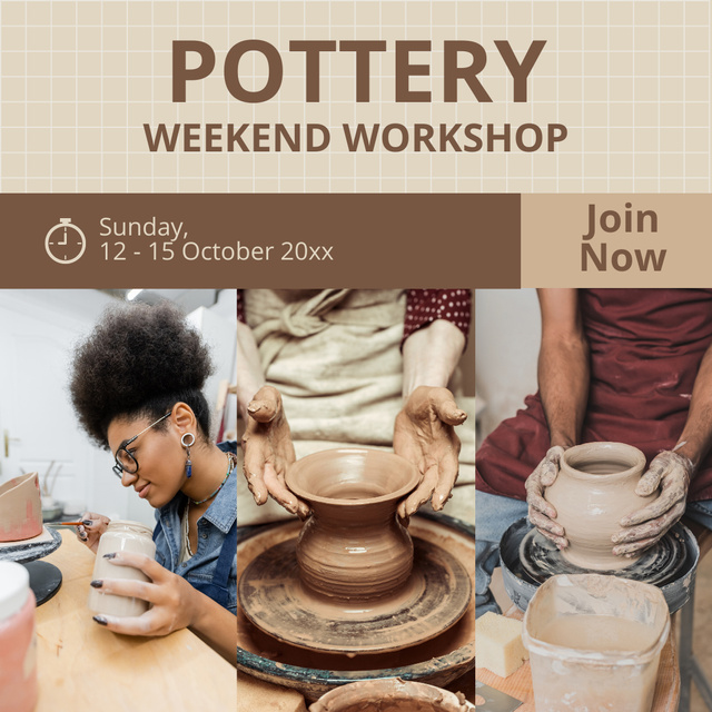 Pottery Weekend Bazaar Announcement Instagram Modelo de Design