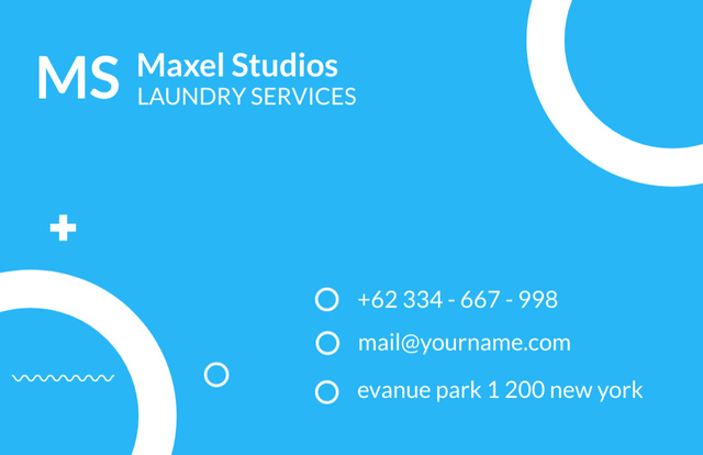 Laundry Service Offer on Blue Business Card 85x55mmデザインテンプレート