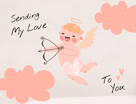 Designvorlage Valentine Card with Cute Cartoon Cupid für Thank You Card 4.2x5.5in