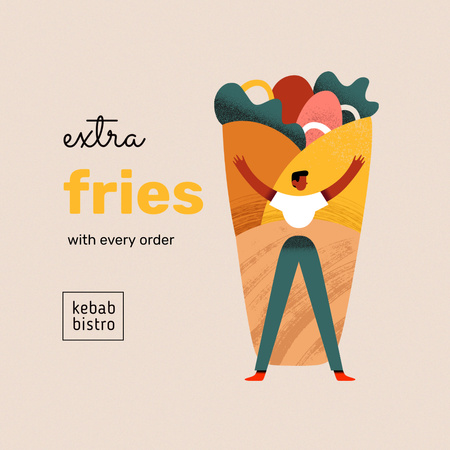 Extra French Fries Offer Animated Post Design Template