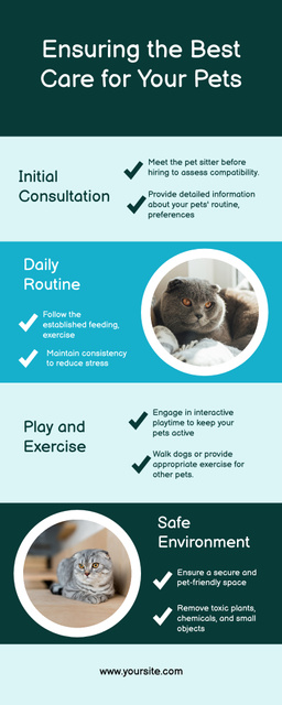 Template di design Animal Care Tips List on Blue Infographic