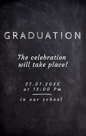 Graduation Announcement with Student writing on Blackboard Invitation 4.6x7.2in Design Template