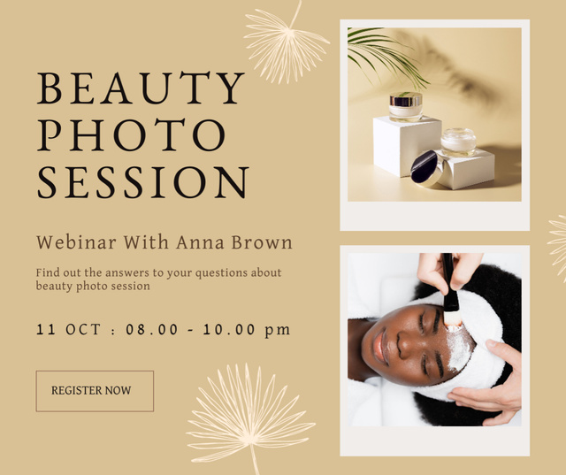 Platilla de diseño Beauty Photo Session Webinar Facebook