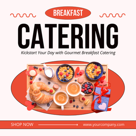 Designvorlage Catering-Service mit köstlichem Frühstück für Instagram