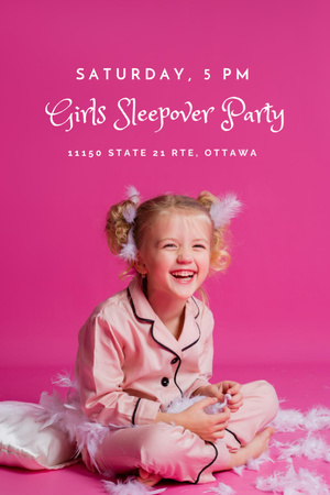 Welcome to Girl's Sleepover Party Invitation 6x9in Design Template
