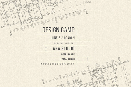 Designvorlage Designcamp-Ankündigung mit technischem Plan für Poster 24x36in Horizontal