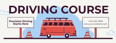 Retro Otobüs ve Sürücü Kursu Promosyonu Facebook cover Tasarım Şablonu