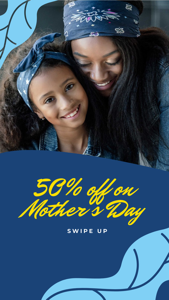 Mother's Day Sale Offer with Happy Mom and Daughter Instagram Story Modelo de Design