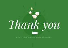 Message Thank You For Your Order with White Flowers on Green