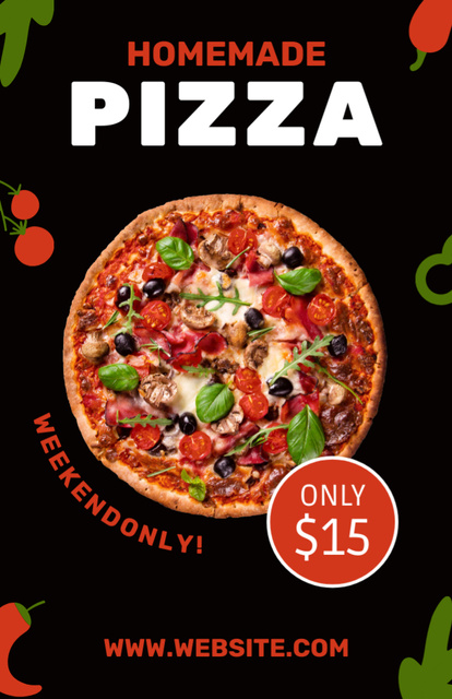 Offer of Delicious Homemade Pizza Recipe Card Modelo de Design