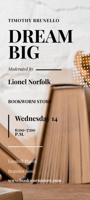 Educational Event Announcement With Books on Beige Invitation 9.5x21cm Design Template