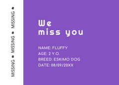 Lost Dog Information with Fluffy White Puppy on Purple