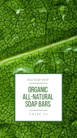 Soap Shop Ad with Drops on Leaf Instagram Story Design Template