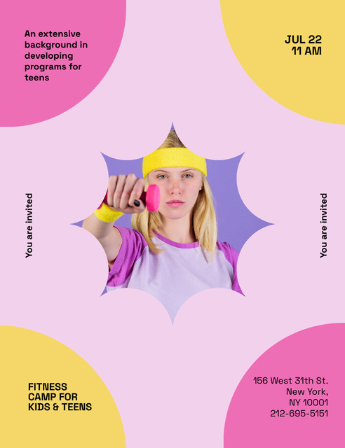 Fitness Camp for Teen Girls Invitation 13.9x10.7cm – шаблон для дизайну