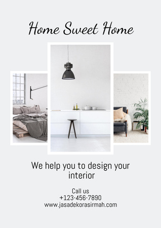 home decor service advertisement with sofa Poster – шаблон для дизайна