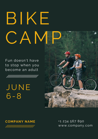 Ontwerpsjabloon van Poster van Actief fietskamp in juni aanbieding