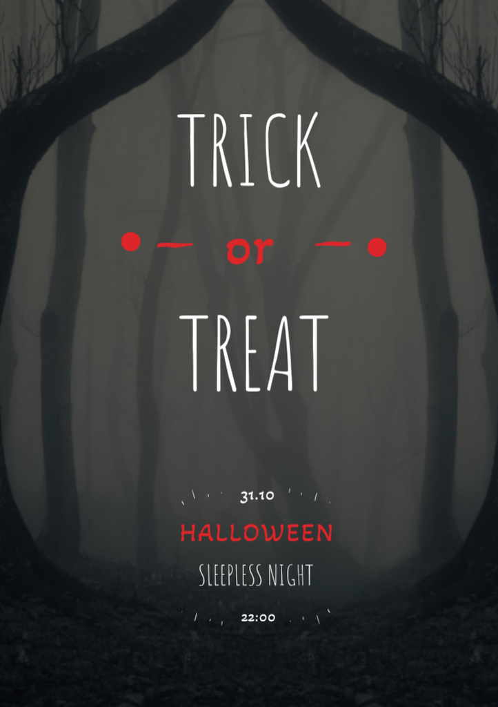 Spooky Halloween Night Celebration In Forest Flyer A5 Design Template
