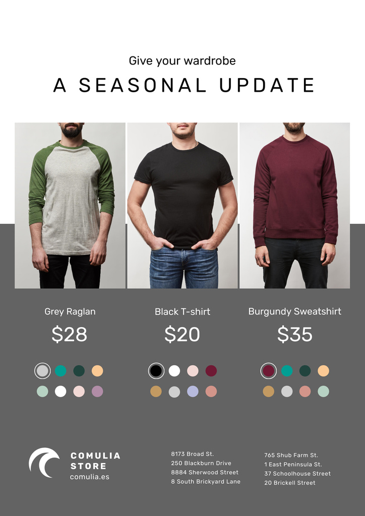 Clothes Sale with Man Wearing Casual Clothes Poster Design Template