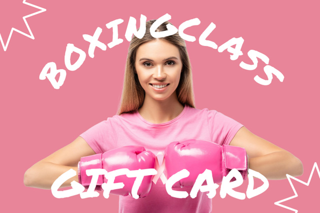 Ontwerpsjabloon van Gift Certificate van Free Boxing Class for Women Pink