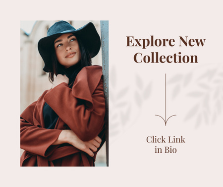 Fashion Collection Ad with Stylish Woman Facebook Design Template