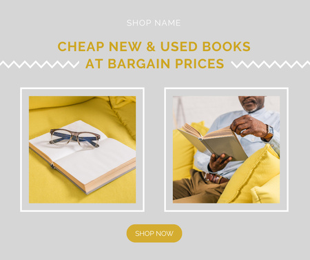 Cheap And New Books Sale Offer Facebook Design Template