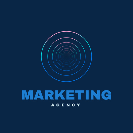 Ontwerpsjabloon van Animated Logo van Rond embleem voor marketingbureau op blauw