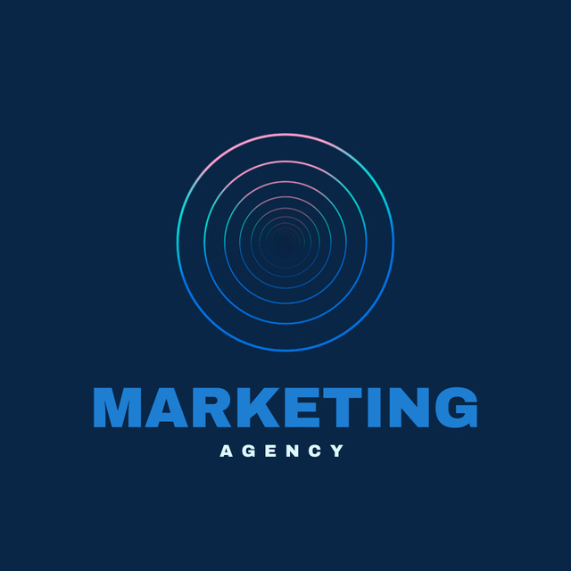 Round Emblem for Marketing Agency on Blue Animated Logo Πρότυπο σχεδίασης