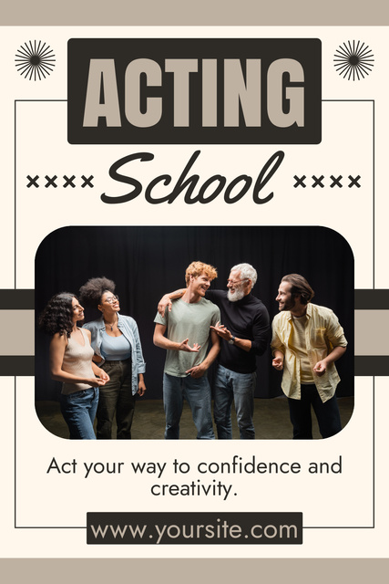 Creative Rehearsal at Acting School Pinterest Design Template
