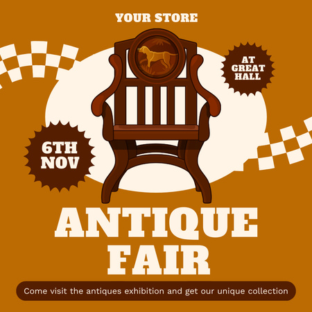 Cool and Retro Furniture On Fair Of Antiques Instagram AD Design Template