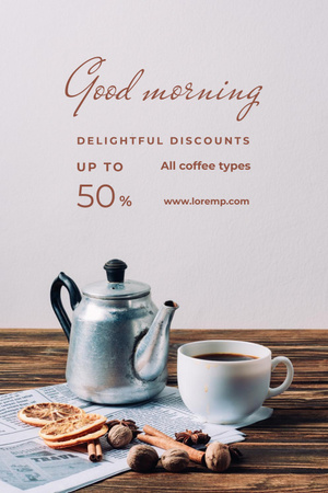 Cup with Latte for good morning Pinterest – шаблон для дизайну