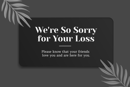 Sympathy Words about Loss on Gray Postcard 4x6in Design Template