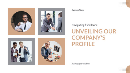 Template di design Collage con uomini d'affari in riunione Presentation Wide