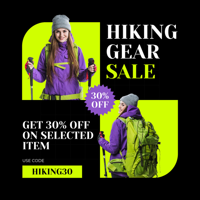 Plantilla de diseño de Hiking Gear Sale with Discount Instagram AD 