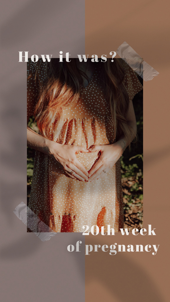 Happy Pregnant Woman showing Heart on Belly Instagram Story Design Template